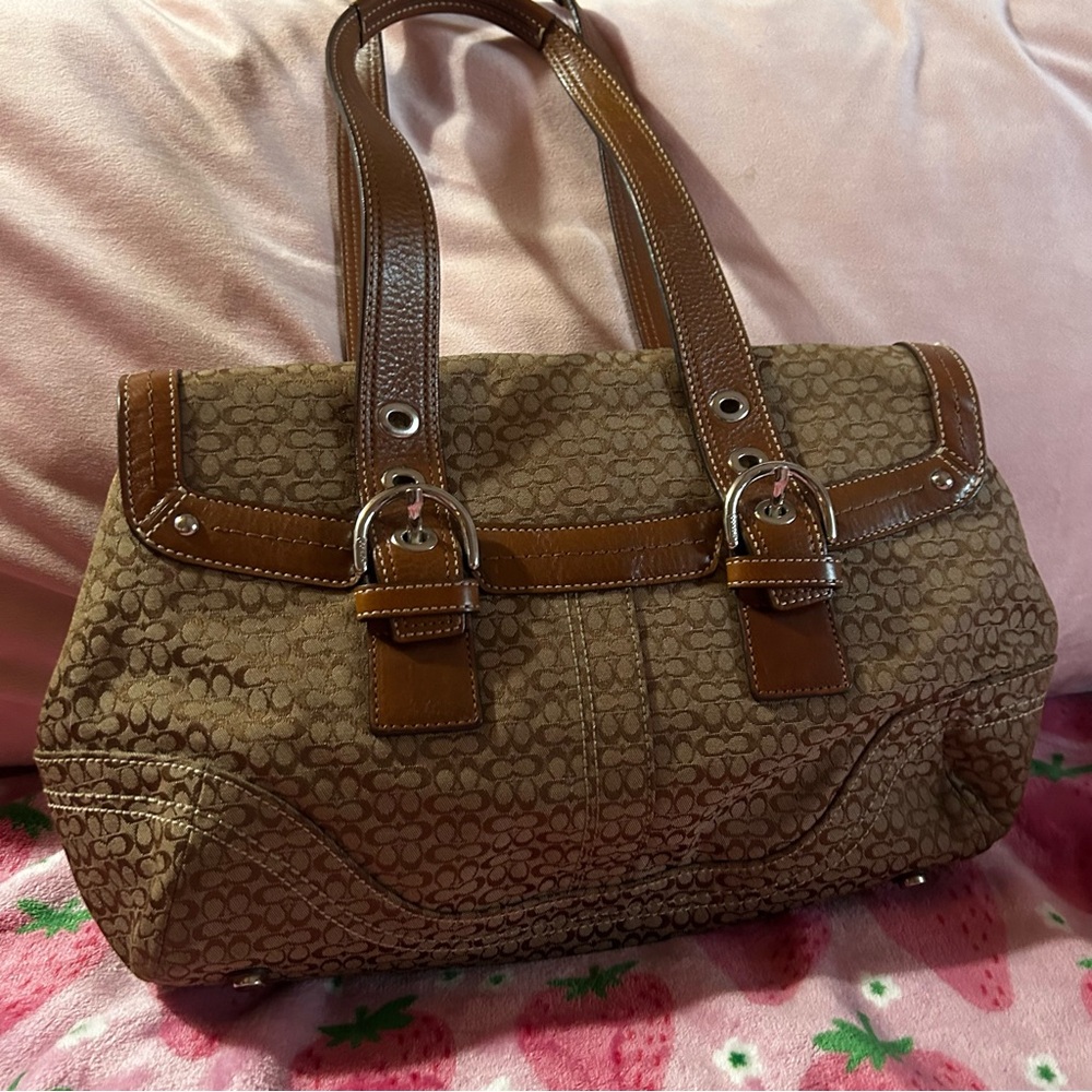 Coach Y2K F12312 Soho Signature Jacquard Flap Satchel Bag Bwn - Picture 5 of 5